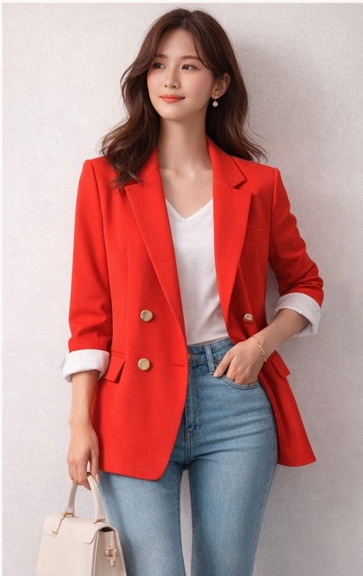 ❤️ ビビッドレッド ダブルブレストジャケット_bston0001