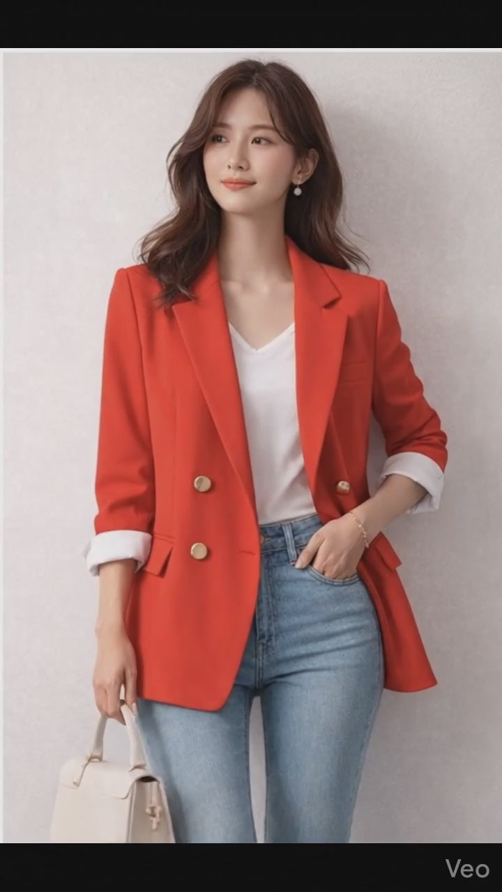 ❤️ ビビッドレッド ダブルブレストジャケット_bston0001